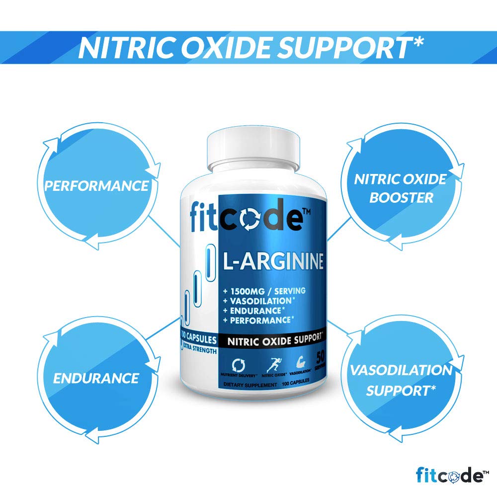 fitcode Pure Extra Strength L-Arginine HCl 1500mg - 100 Capsules - image 4