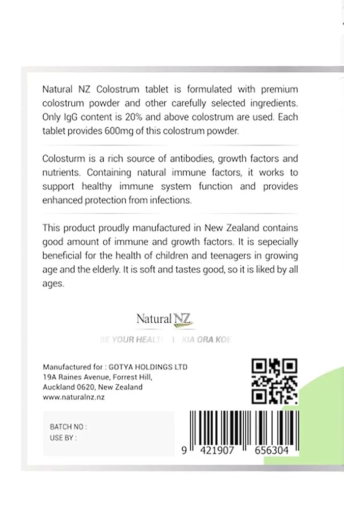 Natural NZ Premium Booster Colostrum 1800 200 Tablets