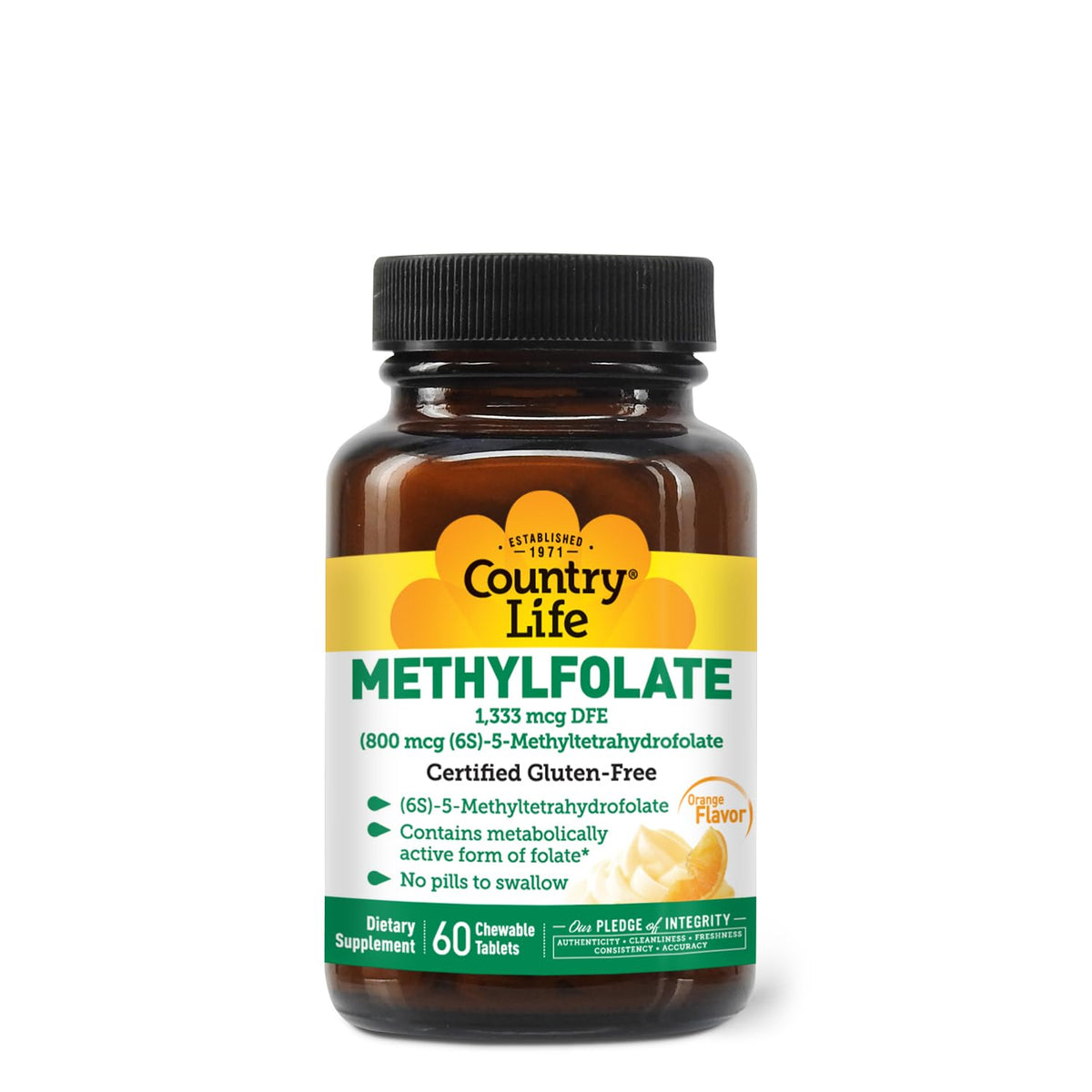 Country Life Methylfolate Chewable Tablets with B12 - 60 Tablets