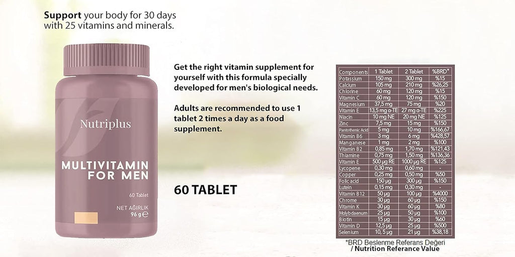 Farmasi Nutriplus Multivitamin & Mineral for Men - 60 Tablets - image 6