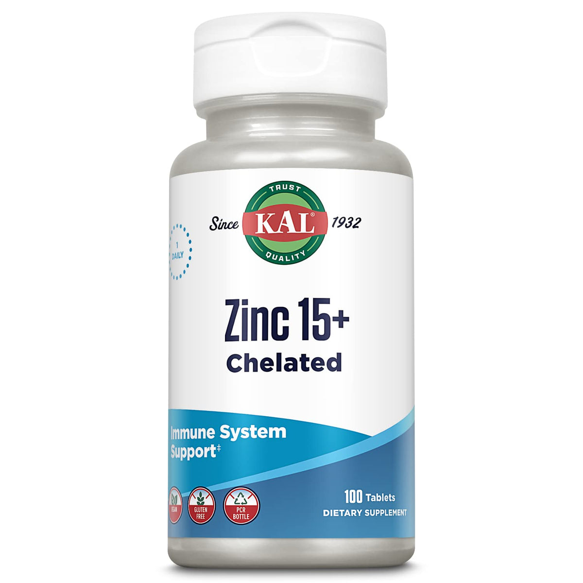 KAL Zinc 15mg Plus Betaine HCl and Trace Minerals - 100 Tablets