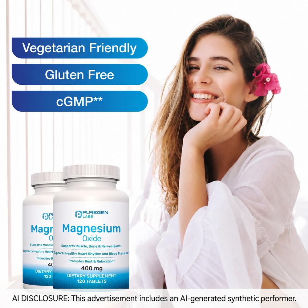 P Puregen Labs Puregen Labs Magnesium 400mg High Potency - 120 Tablets - image 5