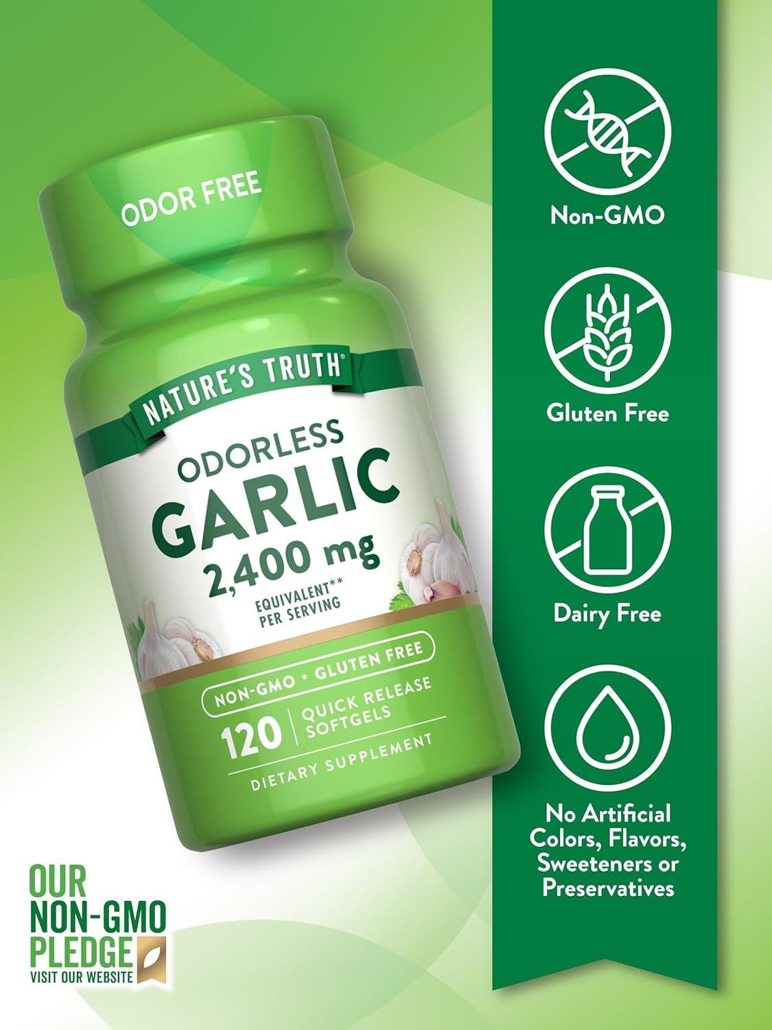 Nature's Truth Odorless Garlic 1200 mg - 360 Softgels - image 3