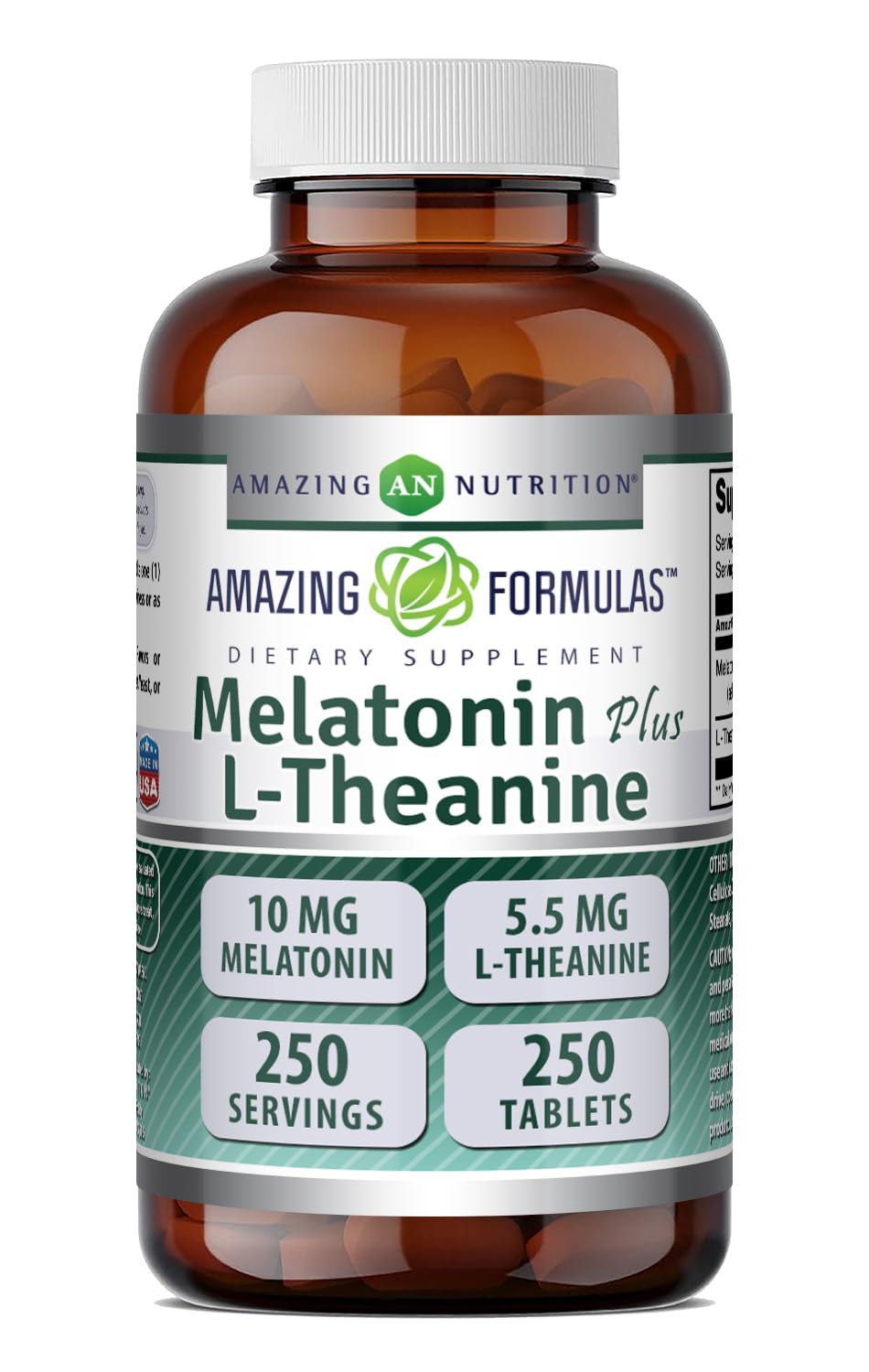 Amazing Formulas Melatonin 10 Mg Plus L-Theanine 5.5 Mg Supplement