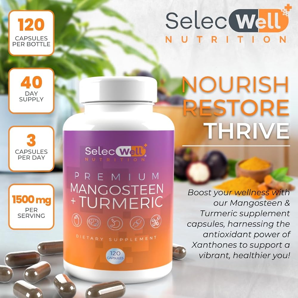 SelecWell Mangosteen + Turmeric Capsules Joint & Digestion Support - image 2