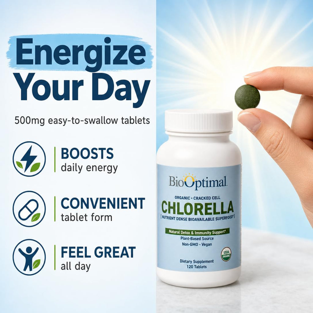 BioOptimal USDA Organic Chlorella Cracked Cell Wall - 120 Tablets - image 2