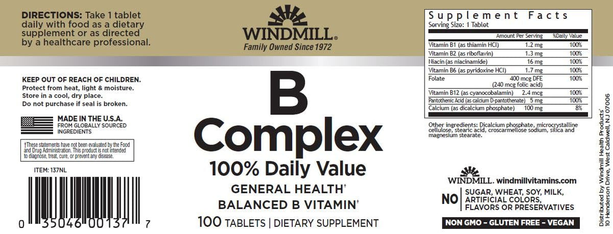 Windmill Vitamin B-Complex - 100 Tablets - image 2