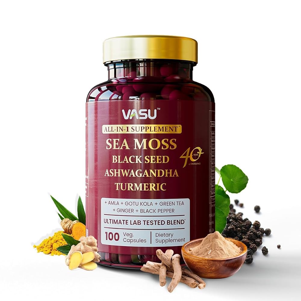 Vasu Sea Moss Capsules for Stamina & Strength - 100 Count
