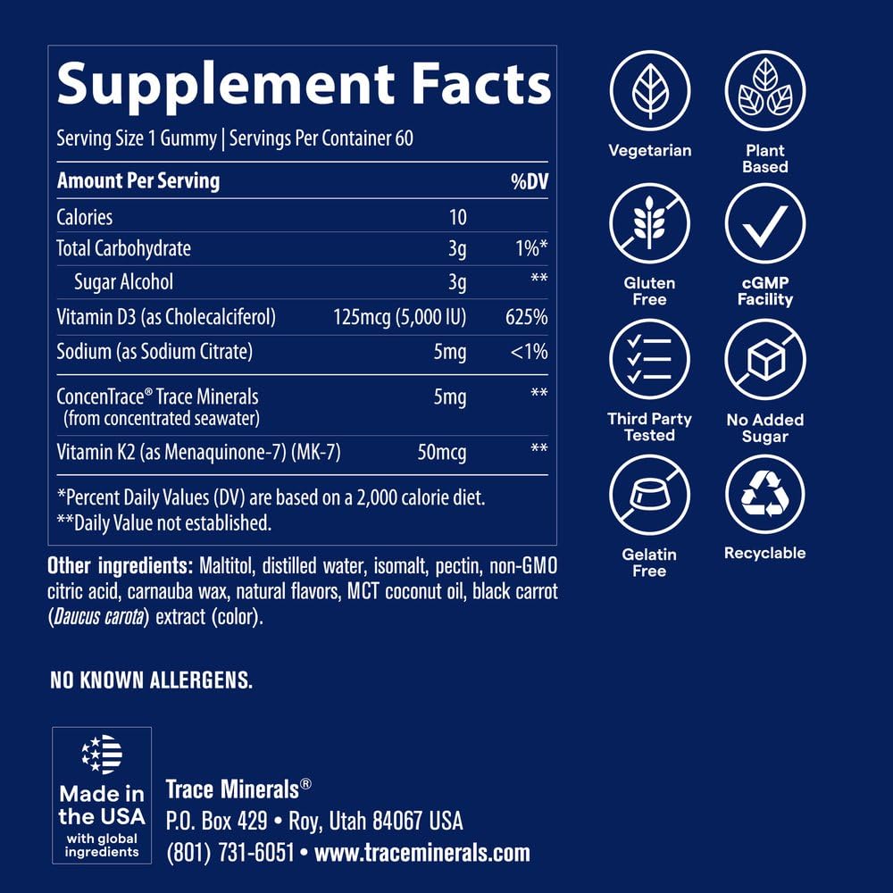 Trace Minerals Vitamin D3 + K2 Gummies - 60 Servings - image 3