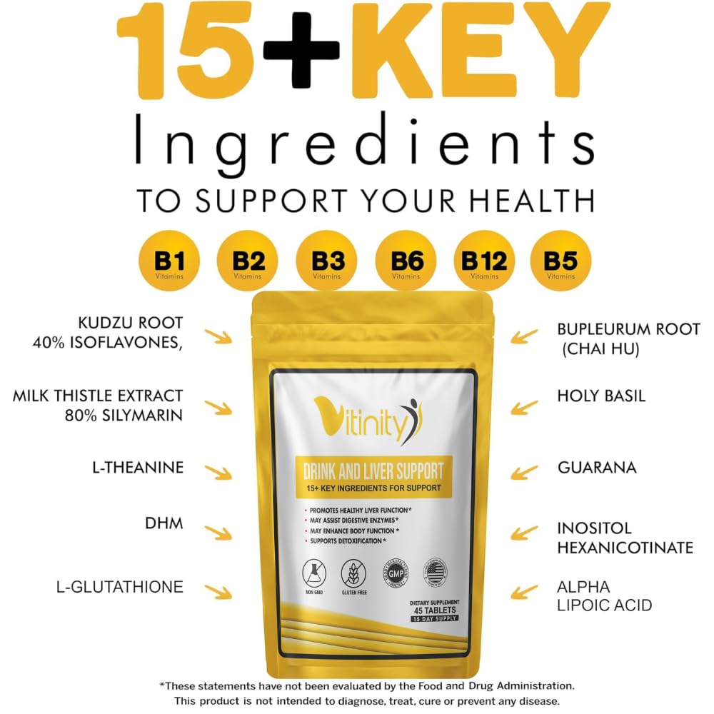 VITINITY Anti-Alcohol Drink Support & Cleanse Supplements - Craving