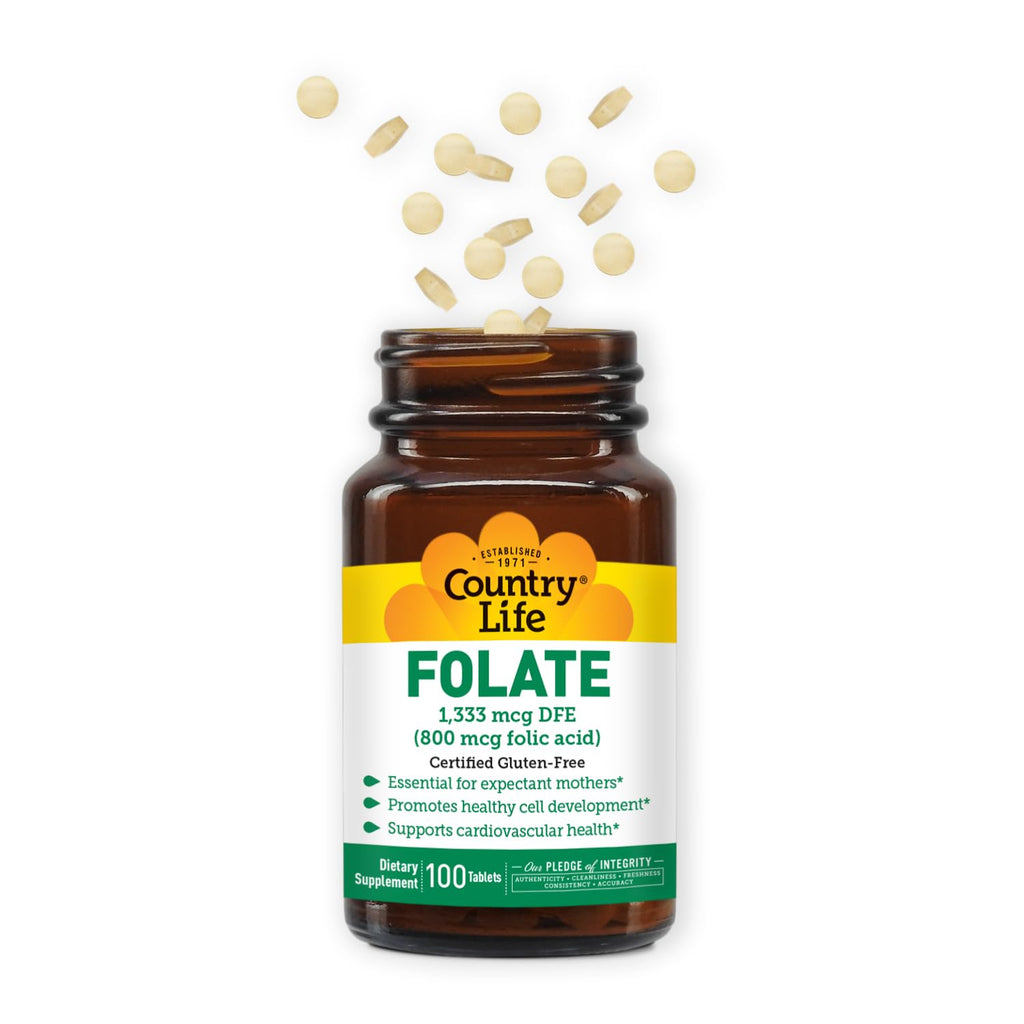 Country Life Folate 800 mcg Folic Acid - 100 Tablets - image 4