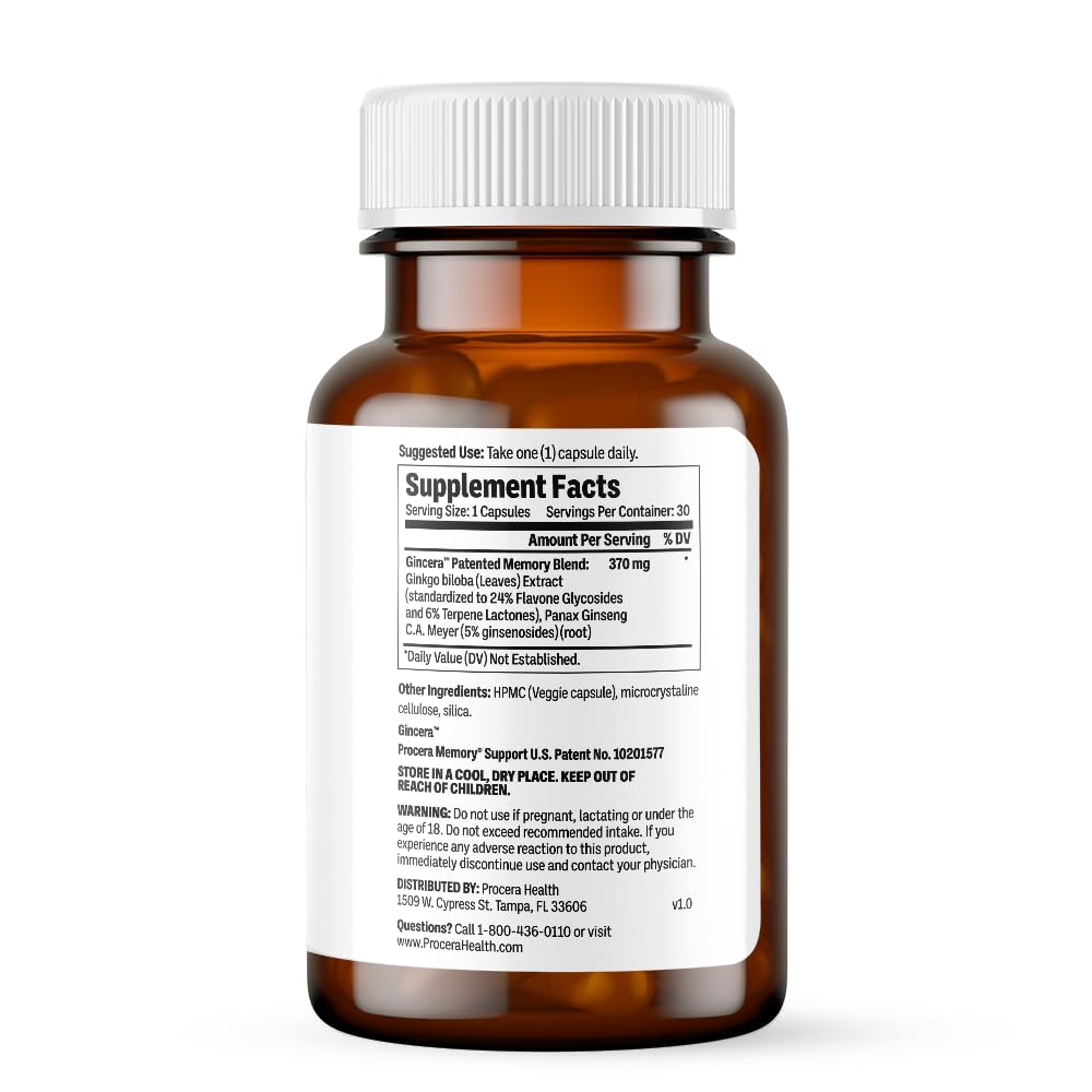 Procera Memory Support Ginkgo Ginseng - 30 Capsules - image 3