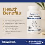 Superior Labs Acetyl L-Carnitine 500 mg Energy Support - 200 Vegetarian Capsules - image 3
