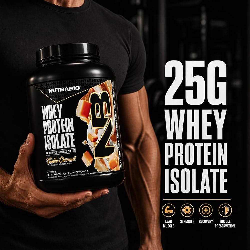 NutraBio 100% Whey Protein Isolate Protein Powder