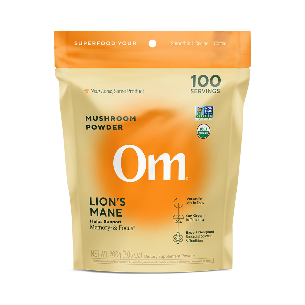 OM Mushroom Superfood Lion's Mane Mushroom Powder - 100 Servings