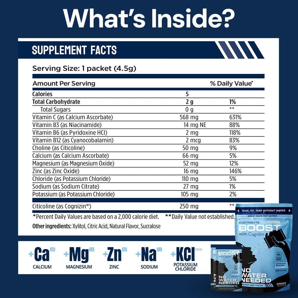 Electrolyte Boost with Cognizin Citicoline Powder - 14 Packets - image 7