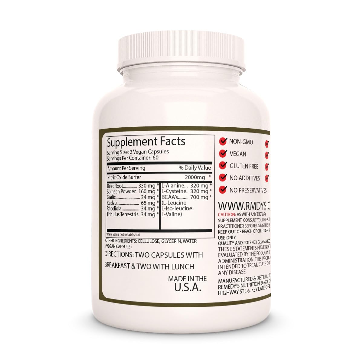 Remedy's Nutrition Nitric Oxide Surfer 1000 mg - 120 Vegan Capsules - image 2
