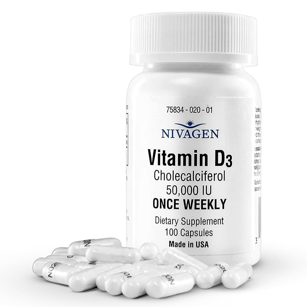 Nivagen Vitamin D3 50,000 IU Once Weekly - 100 Capsules