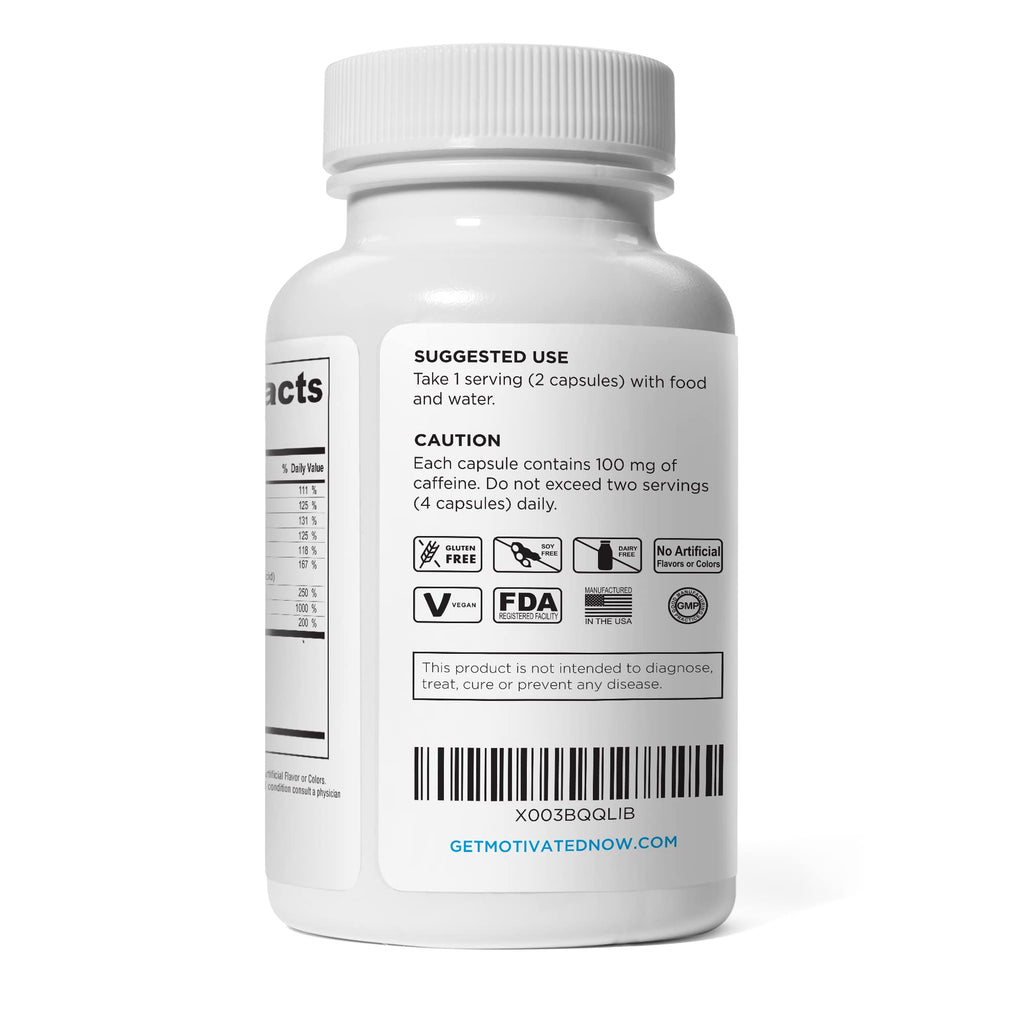 Motivation! Herbal Caffeine + Energy Capsules - 500 Count - image 3