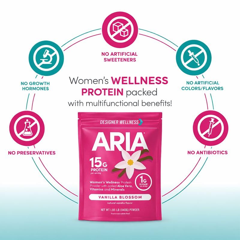 Designer Wellness Aria Women's Wellness Protein Powder Vanilla - 1.85 lb - image 7