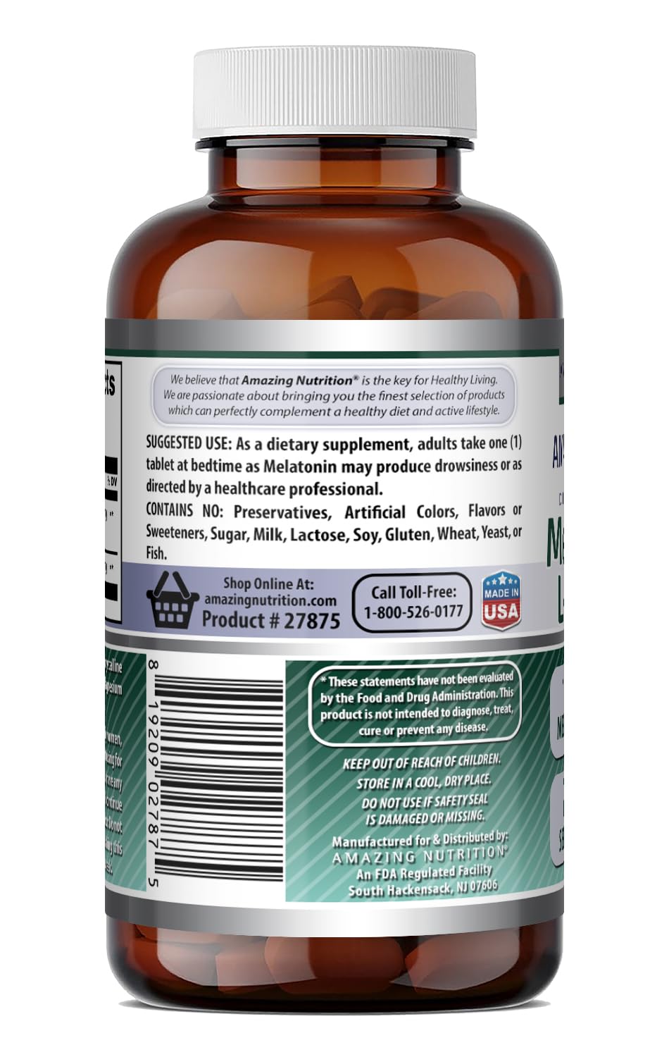 Amazing Formulas Melatonin 10 Mg Plus L-Theanine 5.5 Mg Supplement