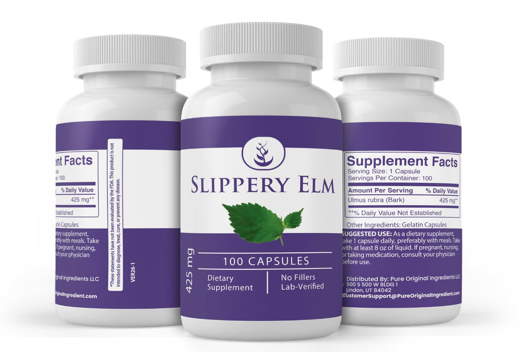 PURE ORIGINAL INGREDIENTS Slippery Elm Inner Bark - 100 Capsules - image 4