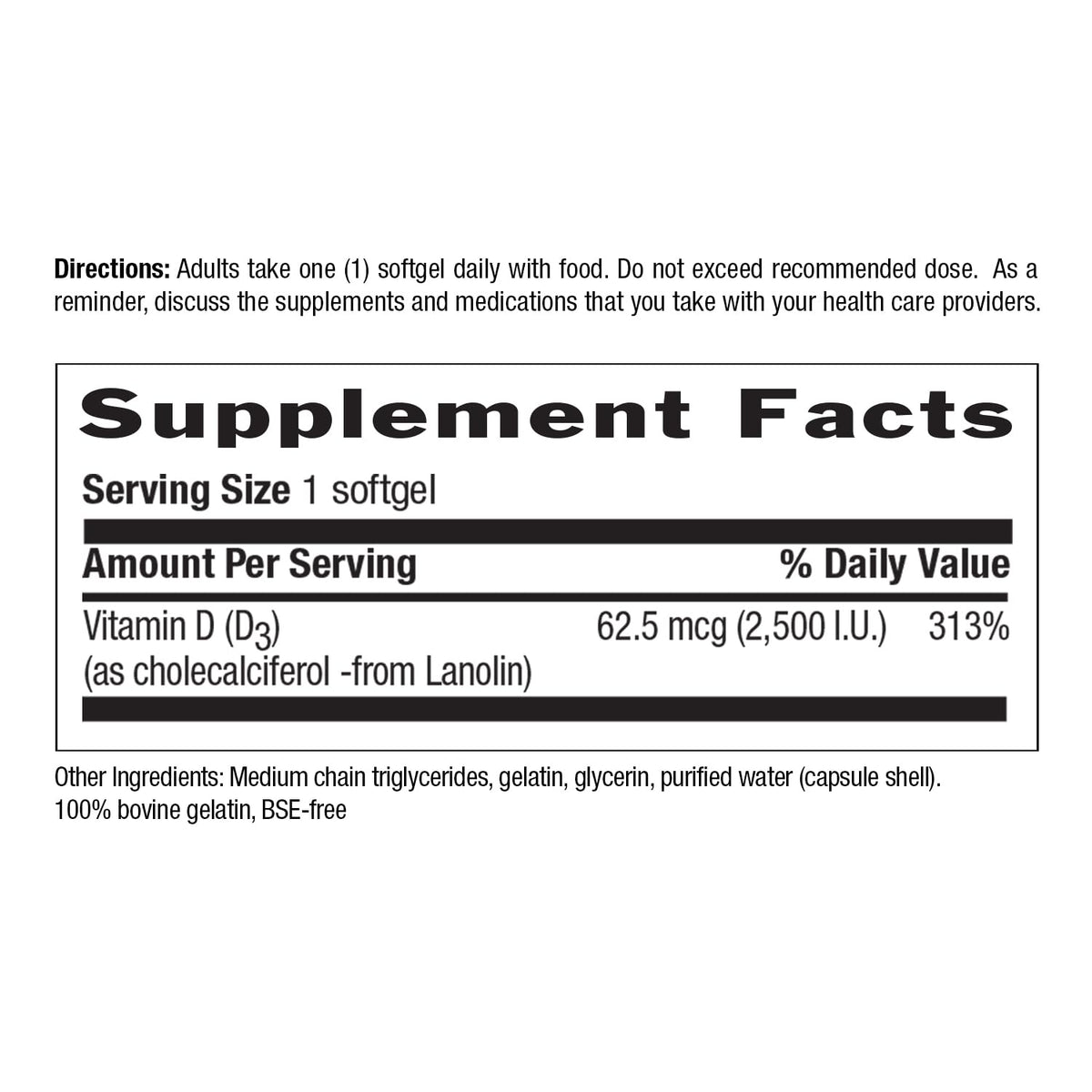 Country Life Vitamin D3 2500 IU Non-Fish Source - 60 Softgels - image 2