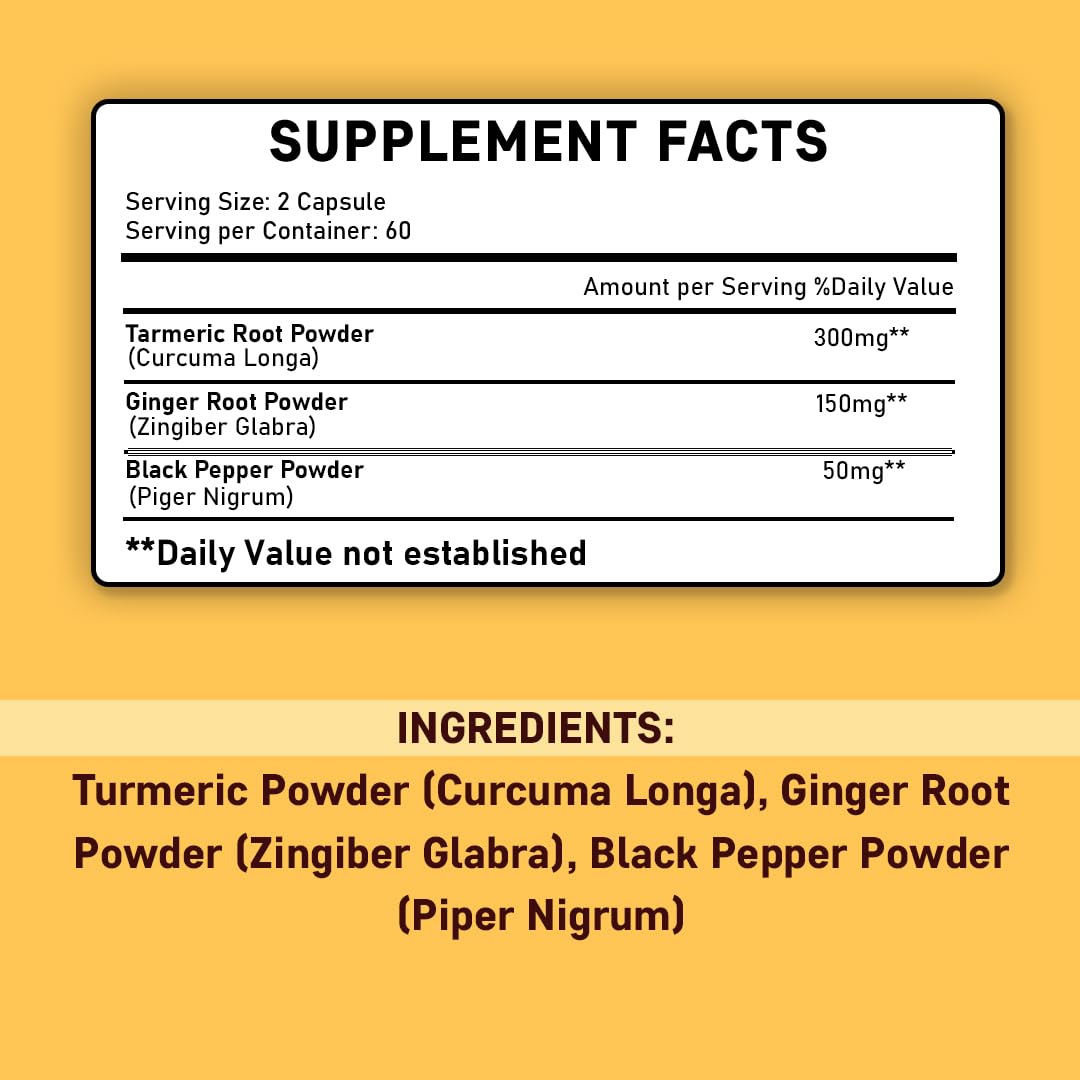 minature Turmeric Curcumin with Ginger & Black Pepper - 120 Capsules - image 2