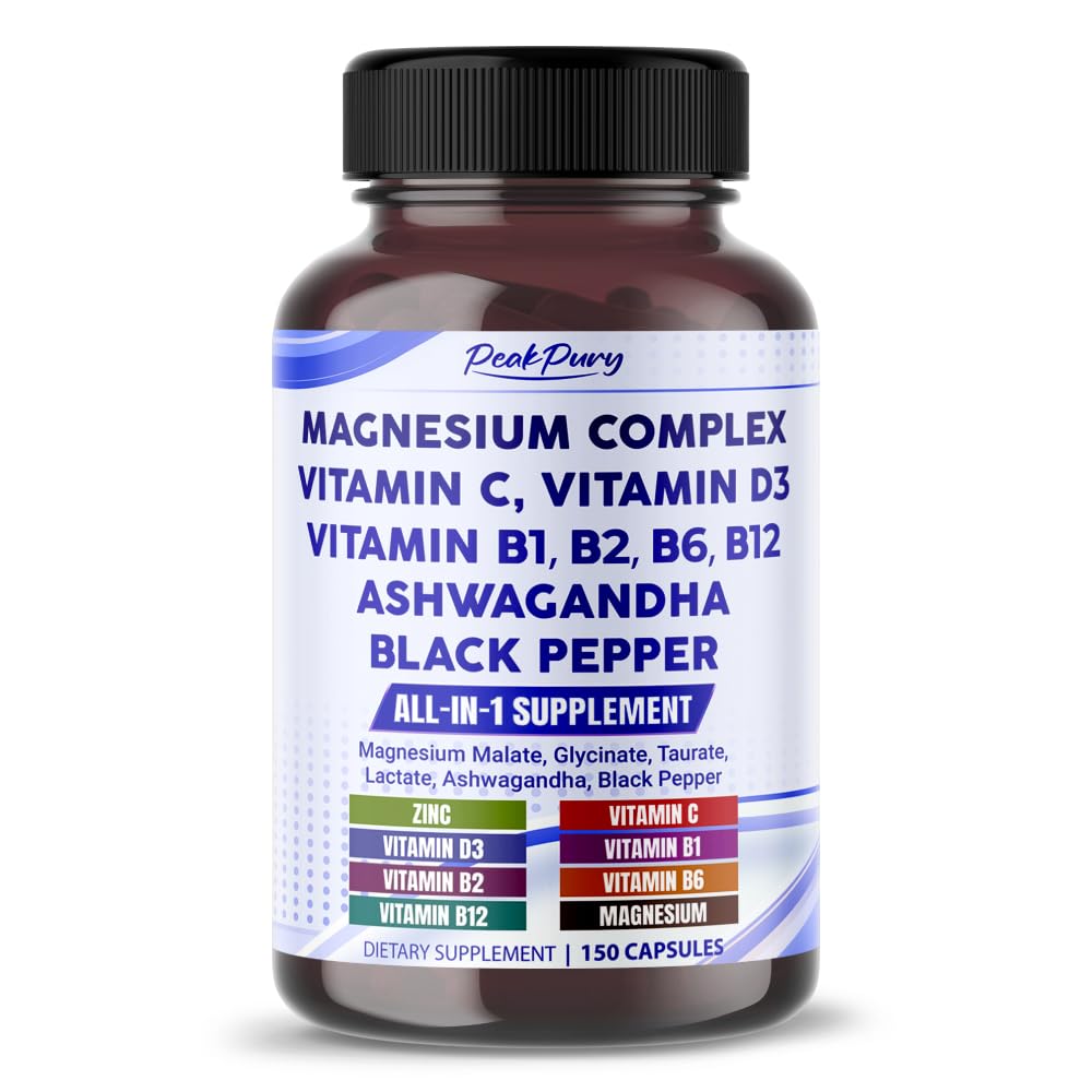 PeakPury Magnesium Complex 10-in-1 with Ashwagandha - 150 Capsules