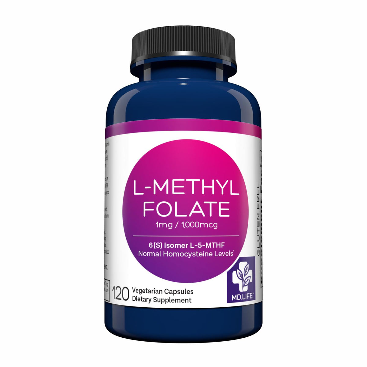MD.LIFE L-Methylfolate 1mg - 120 Capsules