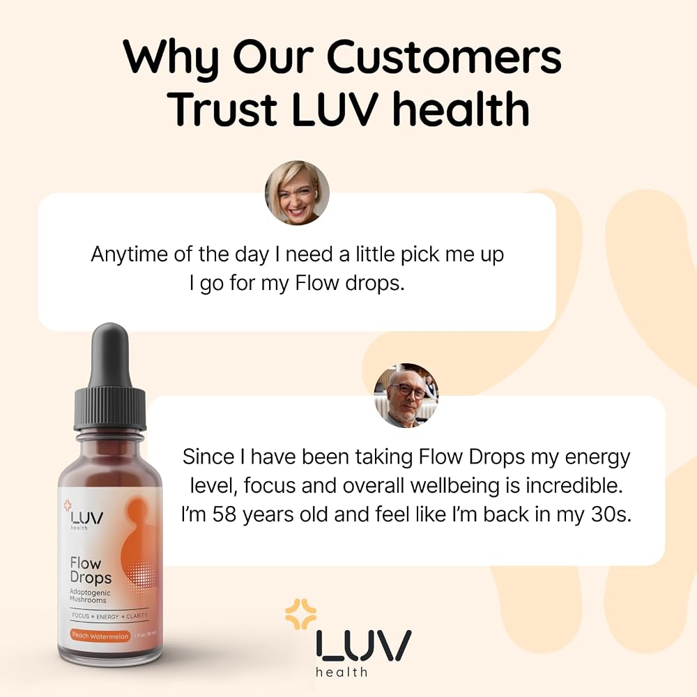 LUV health Flow Drops Energy Supplement with Lion's Mane - 90 Servings - image 5