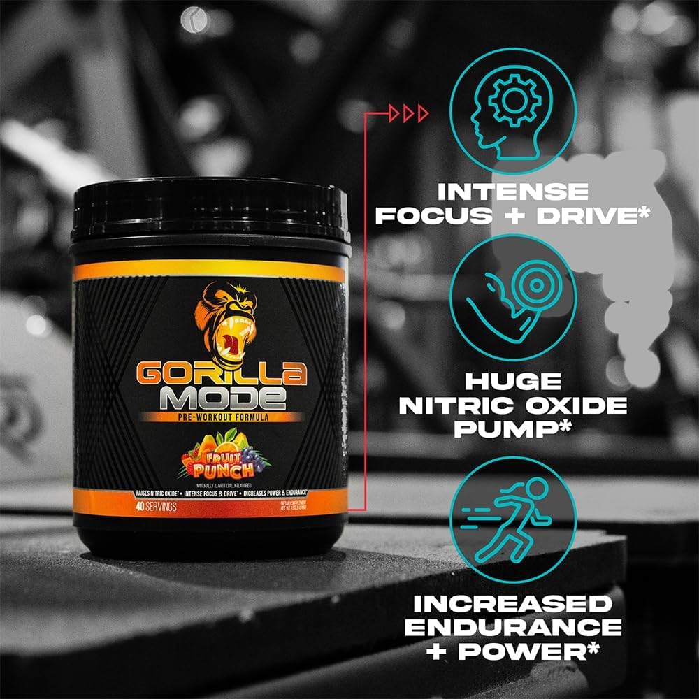 Gorilla Mind Mode Pre-Workout Powder Energy Focus - 786g - image 3