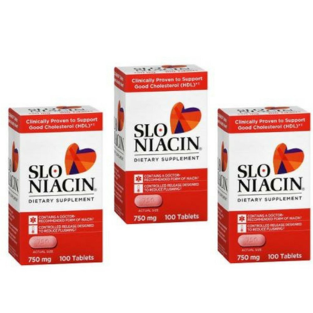 Slo-Niacin 750 mg Niacin Vitamin B3 Tablets - 300 Count