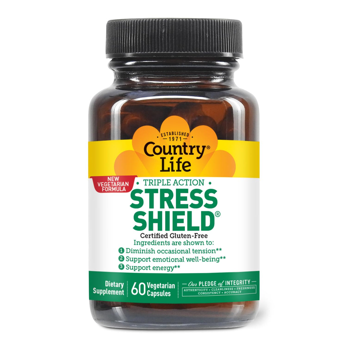 Country Life Stress Shield with Ashwagandha and B Vitamins - 60 Capsules - image 2