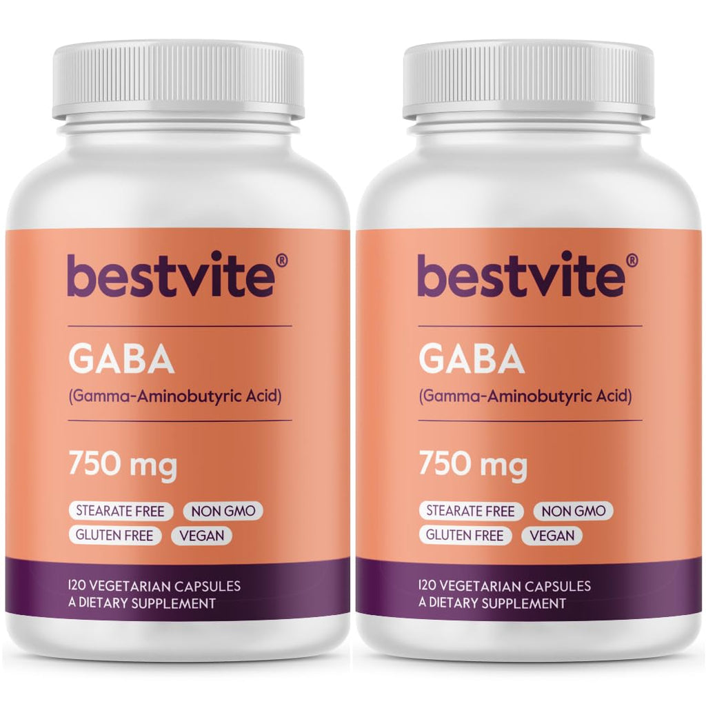 BESTVITE GABA 750mg Relaxation Support - 240 Vegetarian Capsules