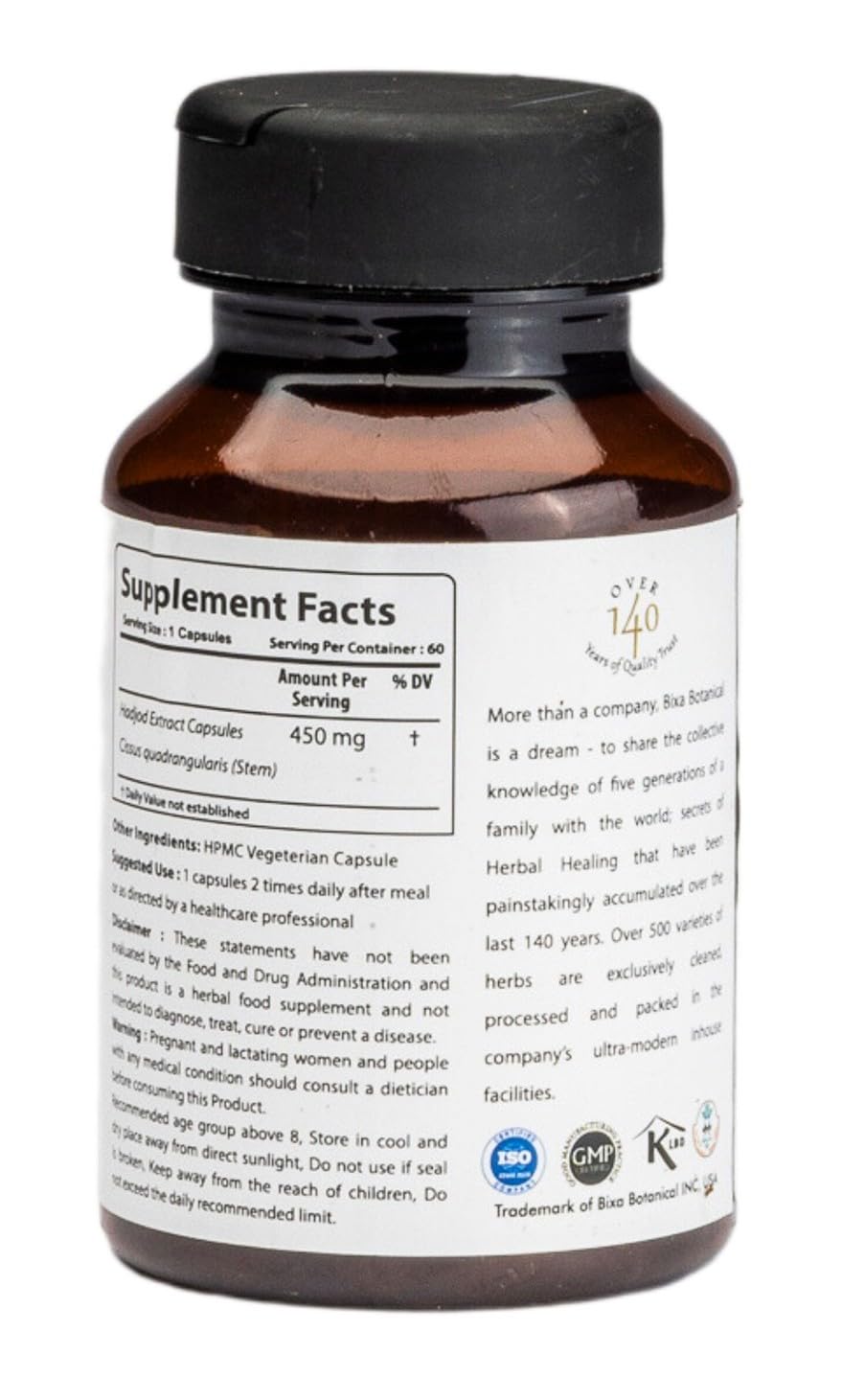bixa BOTANICAL Cissus Extract Vegetarian Capsules - 60 Count - image 2