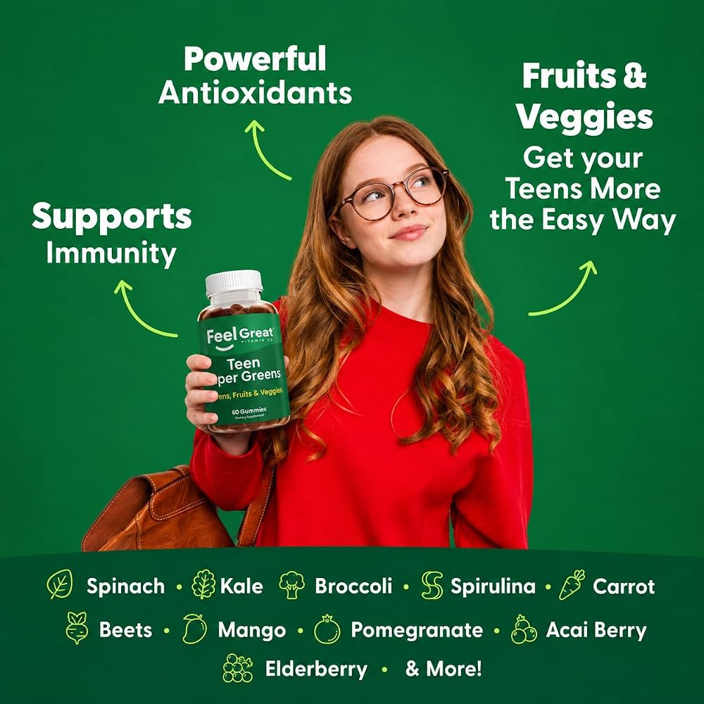 The Feel Great Vitamin Company Super Green Gummies for Teens - 60 Gummies - image 4