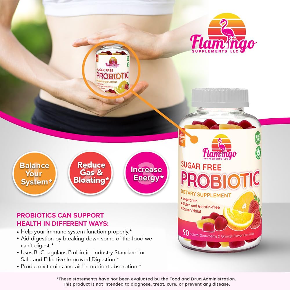 Flamingo Supplements Sugar-Free Probiotic Gummies 3 Billion CFU - 90 Count - image 3