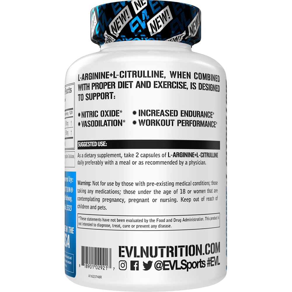 Evlution L-Arginine & L-Citrulline Nitric Oxide Supplement - 120 Capsules - image 3