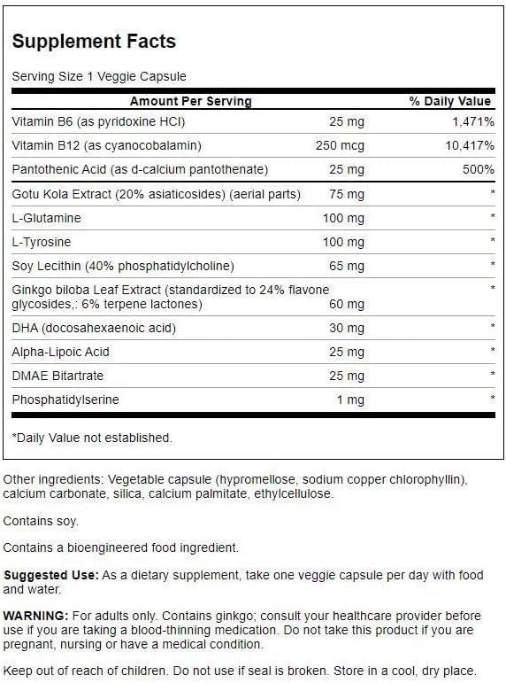 Swanson Brain Essentials Memory Support - 60 Vegetarian Capsules - image 2