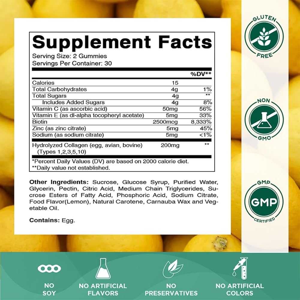 Vitamatic Hydrolyzed Collagen Gummies with Biotin & Zinc - 60 Gummies - image 2