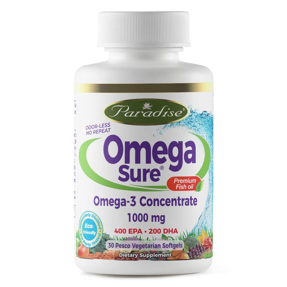 Paradise Herbs Omega-Sure Omega-3 Concentrate Fish Oil DHA EPA