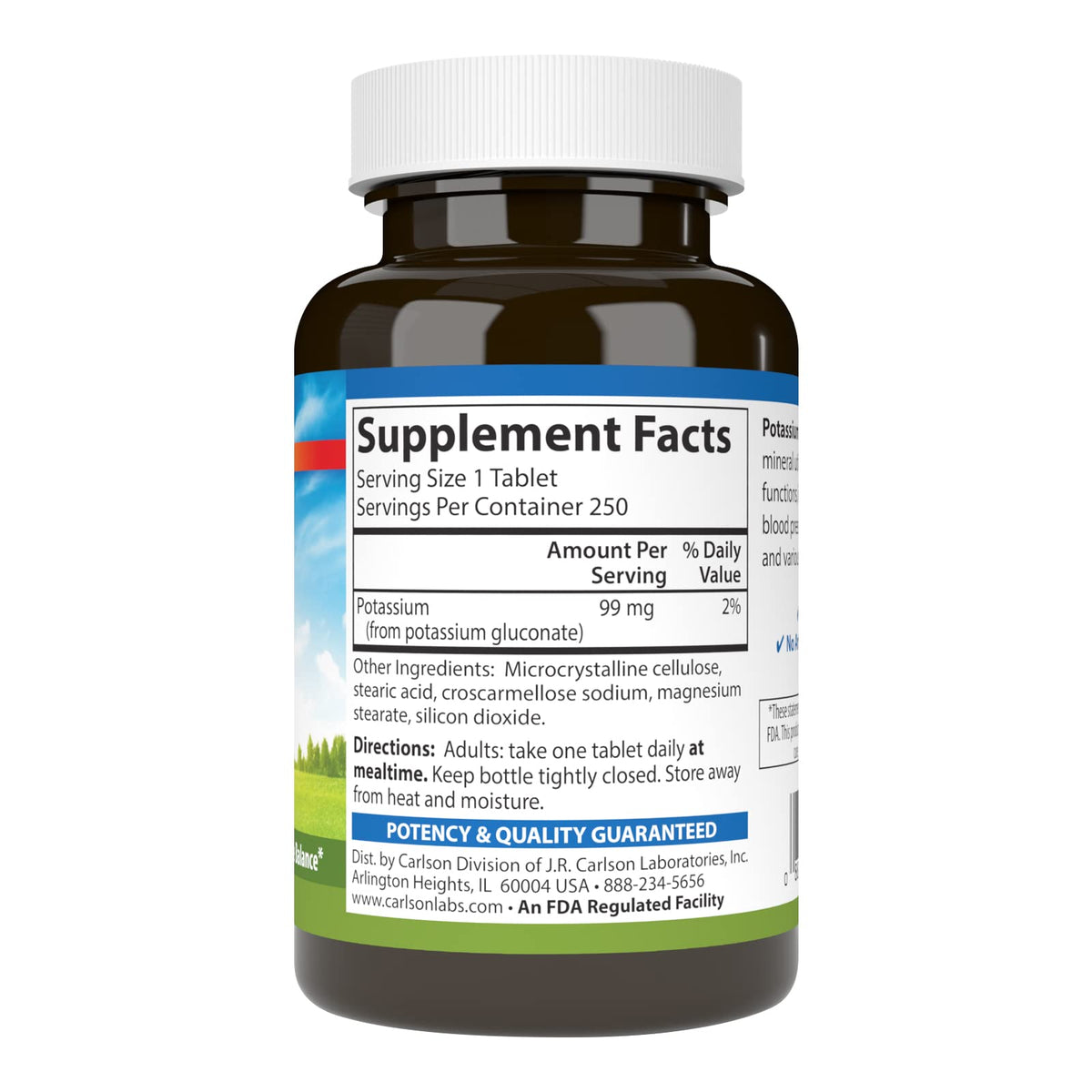 Carlson Potassium 99 mg Nerve Health - 250 Tablets - image 2