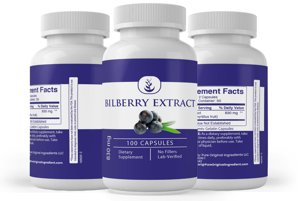 PURE ORIGINAL INGREDIENTS Bilberry Extract - 100 Capsules - image 4