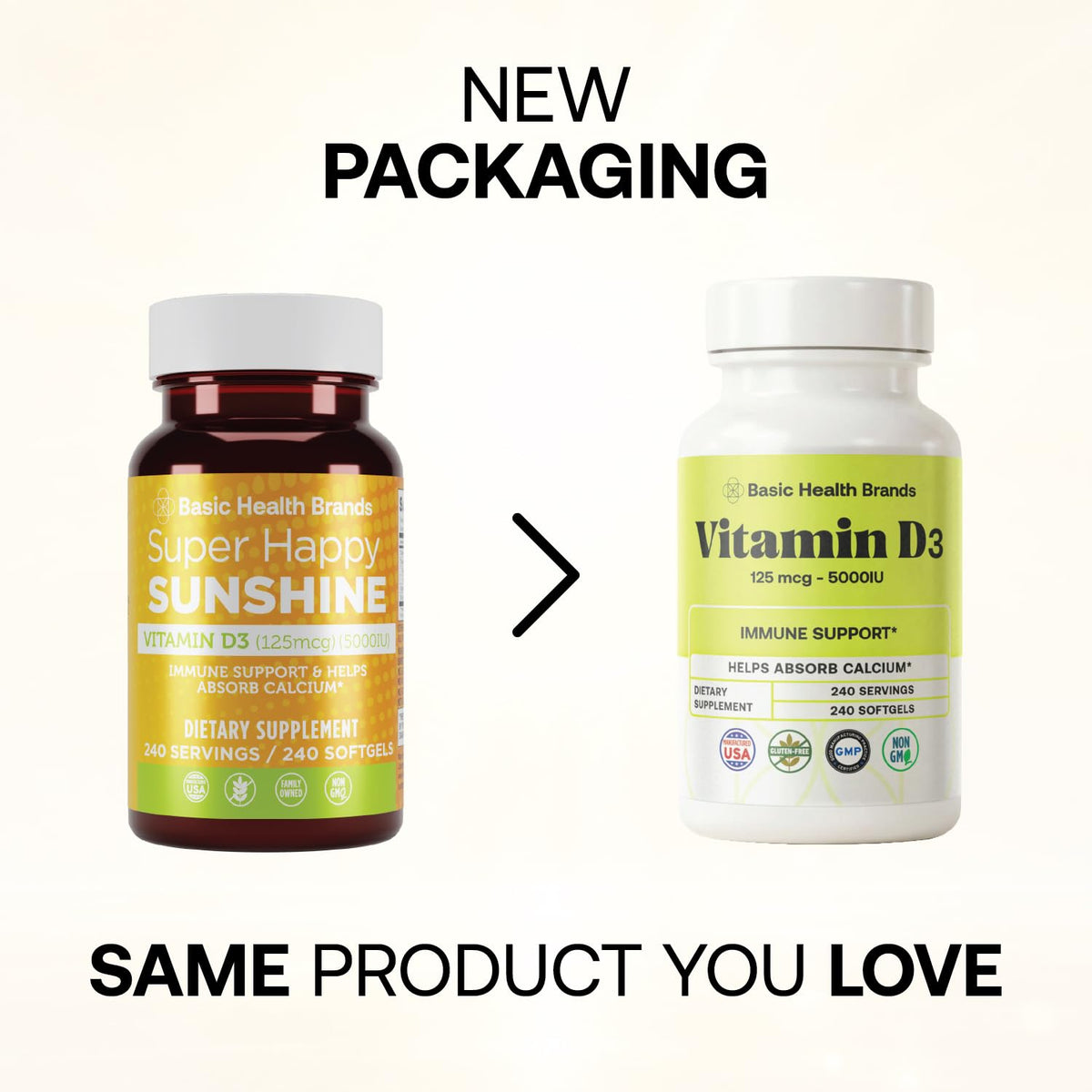 Basic Organics Vitamin D3 5000 IU - 240 Softgels - image 2