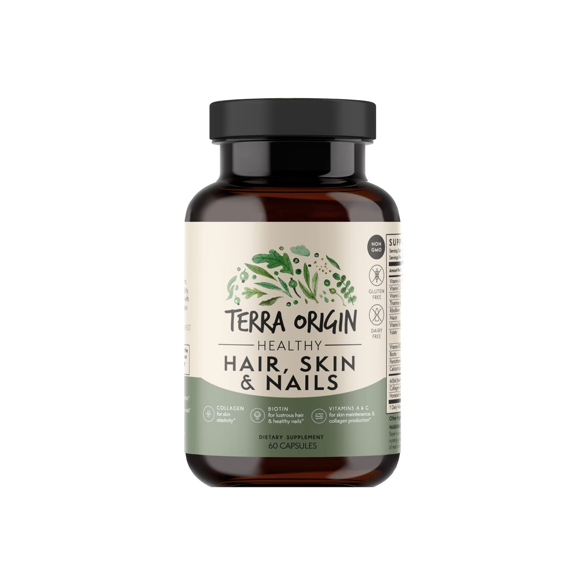 TERRA ORIGIN Hair, Skin & Nails Supplement - 60 Capsules