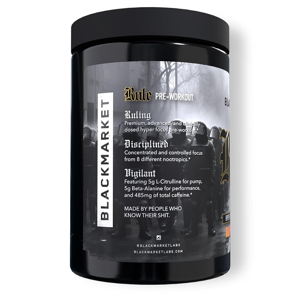 BLACKMARKET Rule High-Stimulant Nootropic Pre-Workout Powder - 40 Servings - image 3
