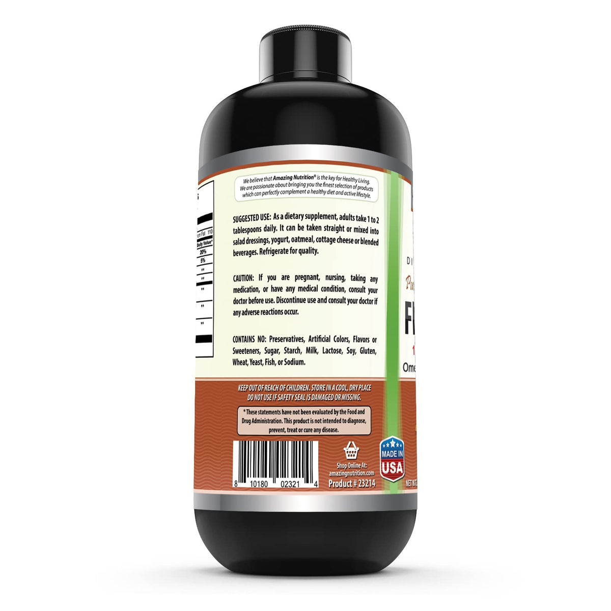 Amazing Nutrition Omega Flaxseed Oil Supplement - 16 Fl Oz - image 3