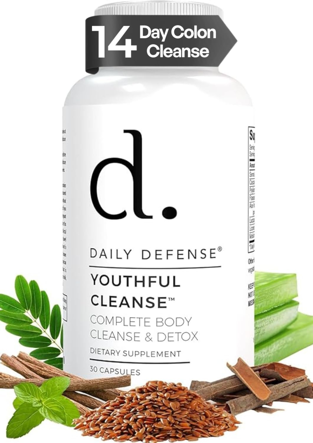 Daily Defense 14 Day Cleanse Pills Colon Cleanser - 30 Capsules