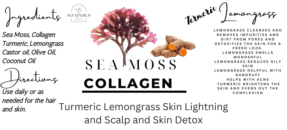 SEA MOSS COLLAGEN Hair & Skin Cream Turmeric-Lemongrass - 8 oz - image 2